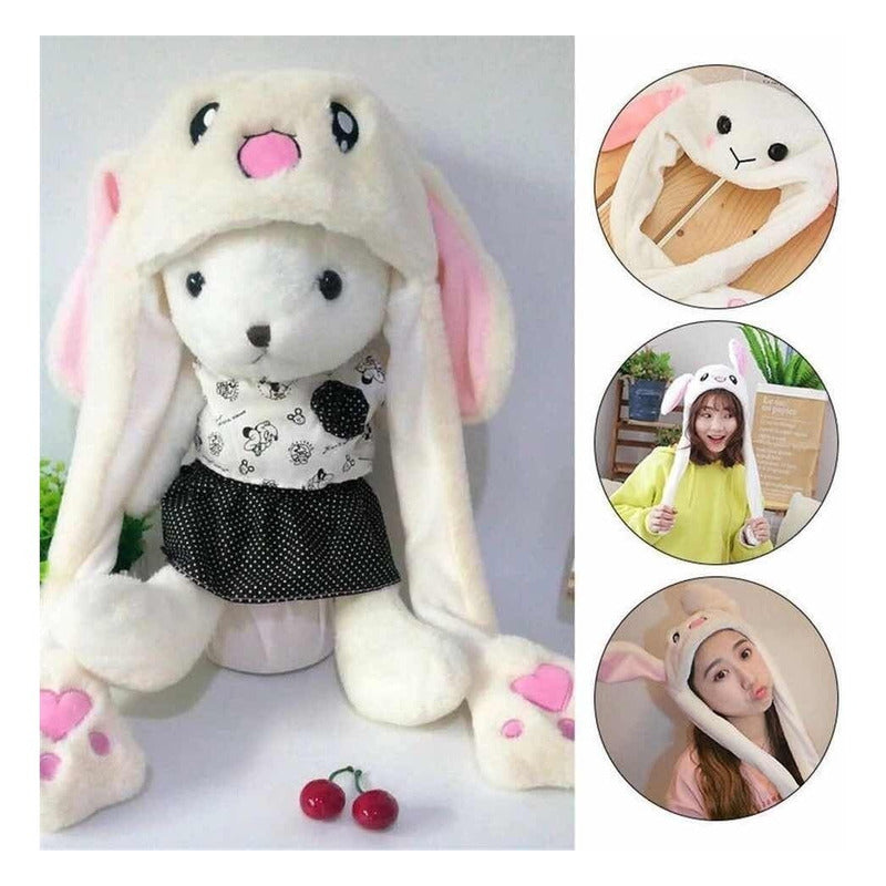Gorro Sonbrero Niñas Conejo Orejas Movibles Suave Termico Blanco-blanco Único Suave - Eurotruck Mexico