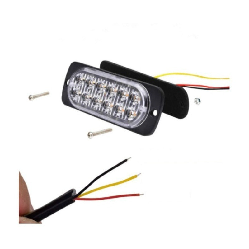 Lateral Faro 12 Led 4pz Barra Estrobo Patrulla 16 Funciones Multicolor