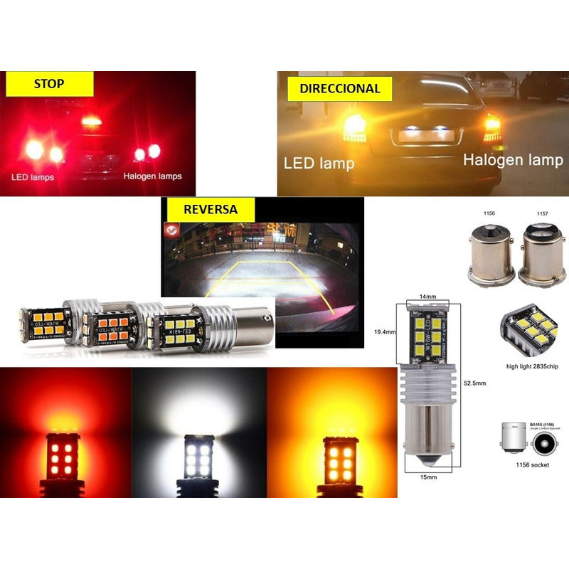 4 Pares Focos Led 1156 1157 Reversa Stop Direccional Cuartos - Eurotruck Mexico