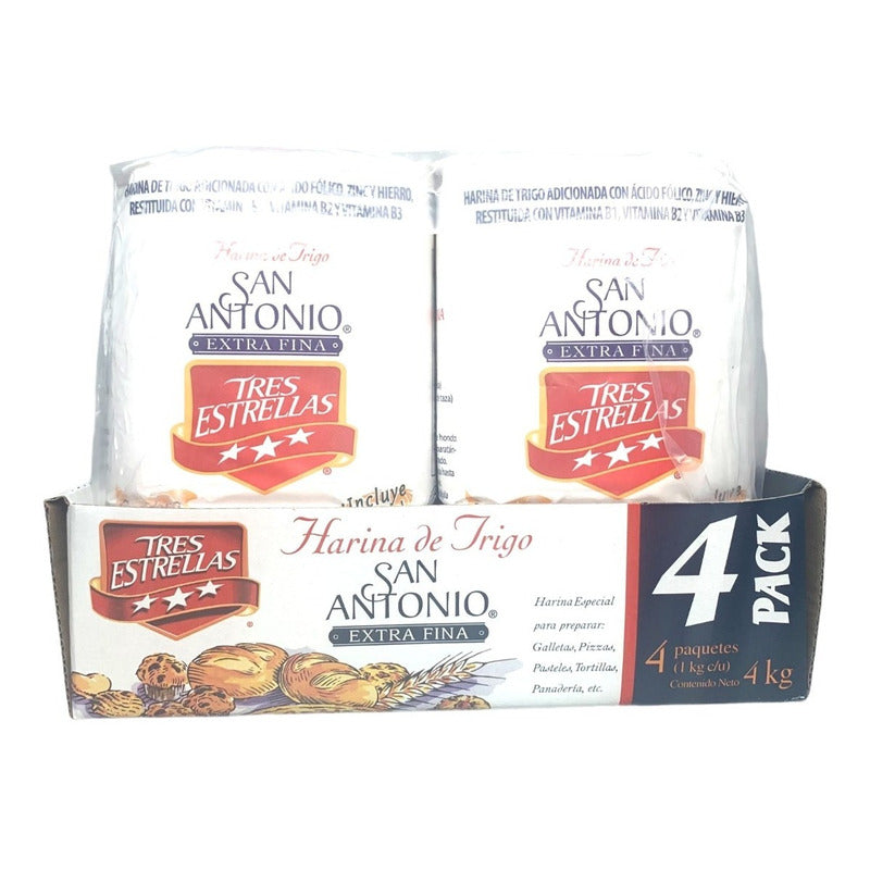 Harina De Trigo 3 Estrellas San Antonio 1kg Paquete De 4 Pzs - Eurotruck Mexico