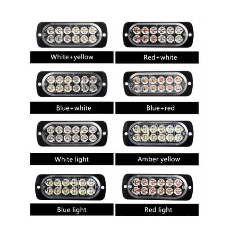 Lateral Faro 12 Led 4pz Barra Estrobo Patrulla 16 Funciones Multicolor