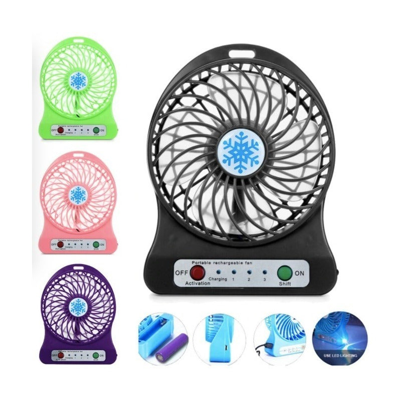 Ventilador Recargle Usb Portatil Bateria 3 Velocidades - Eurotruck Mexico
