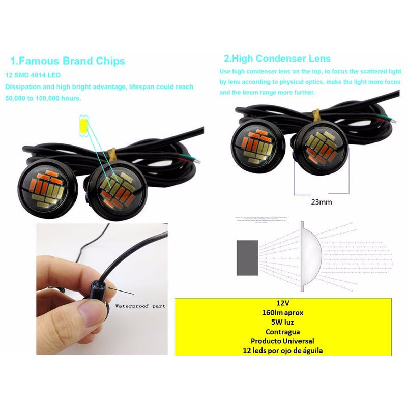 Ojo De Aguila Faro Led Doble Funcion Blanco C/ Ambar 8 Pieza - Eurotruck Mexico
