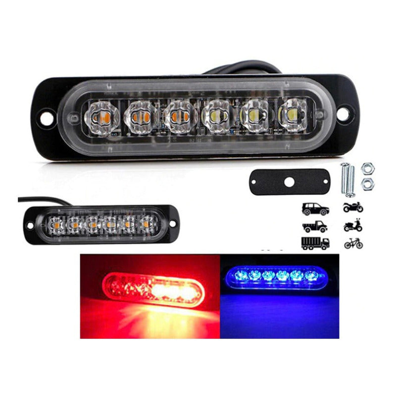 Lateral Faro Led Barra Estrobo 4pz Escolta Patrulla 16 Funci Multicolor