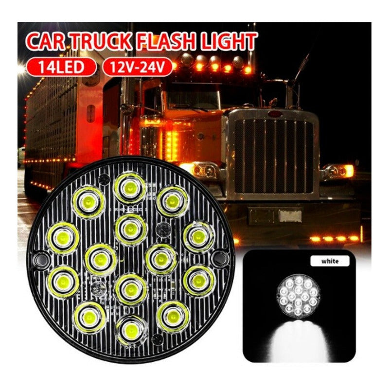 Lateral Barra Estrobo Alta Baja 14 Led 12 24v Redondo 1pz - Eurotruck Mexico