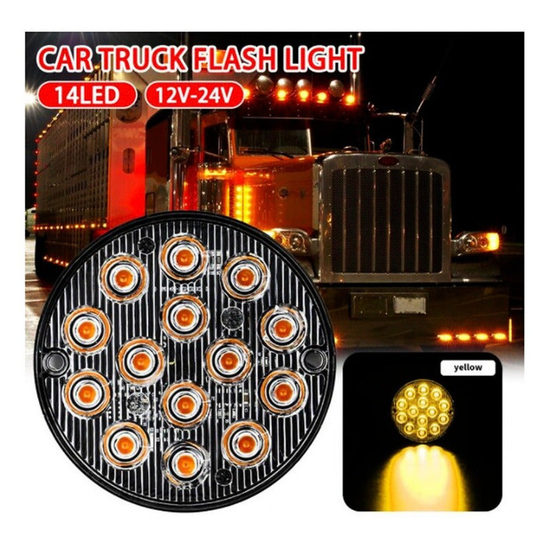 Lateral Barra Estrobo Alta Baja 14 Led 12 24v Redondo 1pz - Eurotruck Mexico