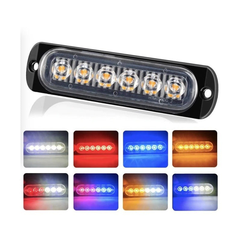 Lateral Faro Led Barra Estrobo 4pz Escolta Patrulla 16 Funci Multicolor