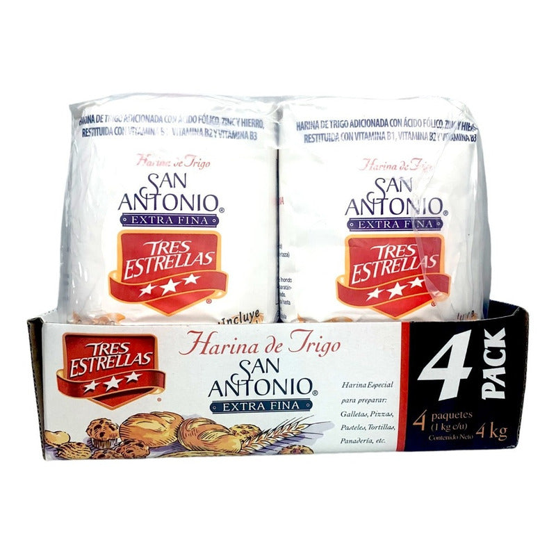 Harina De Trigo 3 Estrellas San Antonio 1kg Paquete De 4 Pzs - Eurotruck Mexico