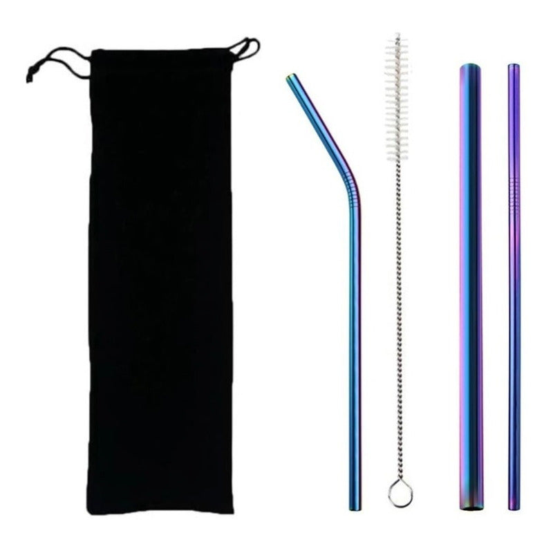 1 Bolsa Terciopelo Para Popote 27cm X 7cm  Reusable Negro