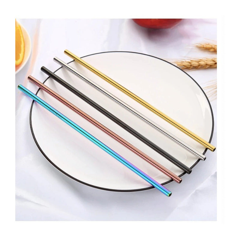 60 Set 3 Popotes Acero Inox Metalico Reusable Colores  A Elegir